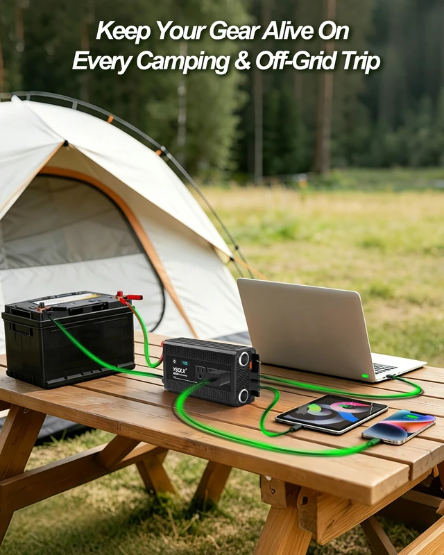 Alt view image 6 of 7 - YSOLX 1000W Power Inverter 12V to 110V/120V for RV Camping | 3 AC Outlets, 24W USB-A & 30W PD, Dual Cigarette Lighter Ports, Power Converter with LED for Travel Home