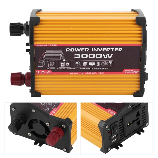 Alt view image 3 of 7 - Power Inverter Auto AC Converter Modified Sine Car Adapter Converter with Dual USB Port Outlet Fast Charging (12V to 110V)