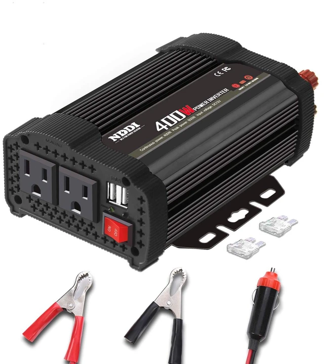 Main image of NDDI POWER 400W Power Inverter,DC 12v to AC 110v Car Inverter Converter | 3.1A Dual USB Charging Ports,Suitable For Laptops, Portable Power Converters, Camping, Road Travel Essentials, Black