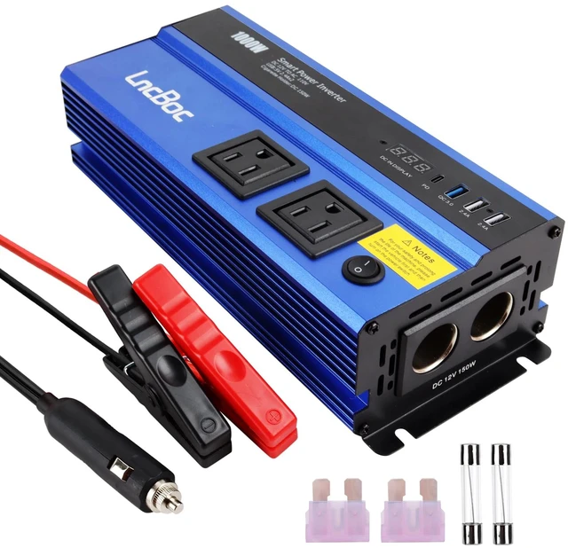 Main image of Power Inverter 12v to 110v 1000w: 1000 Watt Dc to Ac Converter Battery Inverters for Car Charger Adapter with Outlet Plug - Inverter with Cigarette Lighter for Car Truck Vehicles Rv Boat Home Auto