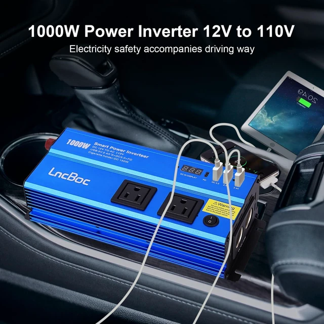 Alt view image 6 of 7 - Power Inverter 12v to 110v 1000w: 1000 Watt Dc to Ac Converter Battery Inverters for Car Charger Adapter with Outlet Plug - Inverter with Cigarette Lighter for Car Truck Vehicles Rv Boat Home Auto