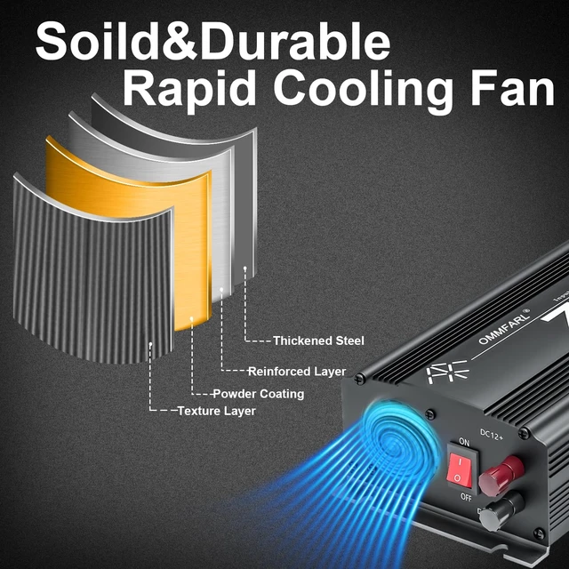 Alt view image 7 of 7 - 750W Modified Sine Wave Power Inverter DC 12V to AC 110V, Peak 1500 Watt, Car Plug Inverter Adapter Power Converter with 4.2A Dual USB Charging Ports and 2 AC Outlets Car Charger Black