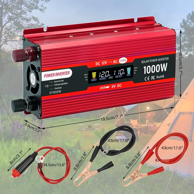 Alt view image 3 of 7 - NAOEDEAH Car Power Inverter 12v to 110v 650W/1000W(Peak) with Dual AC Outlets and 5V USB Charging Port for Vehicles Truck Home