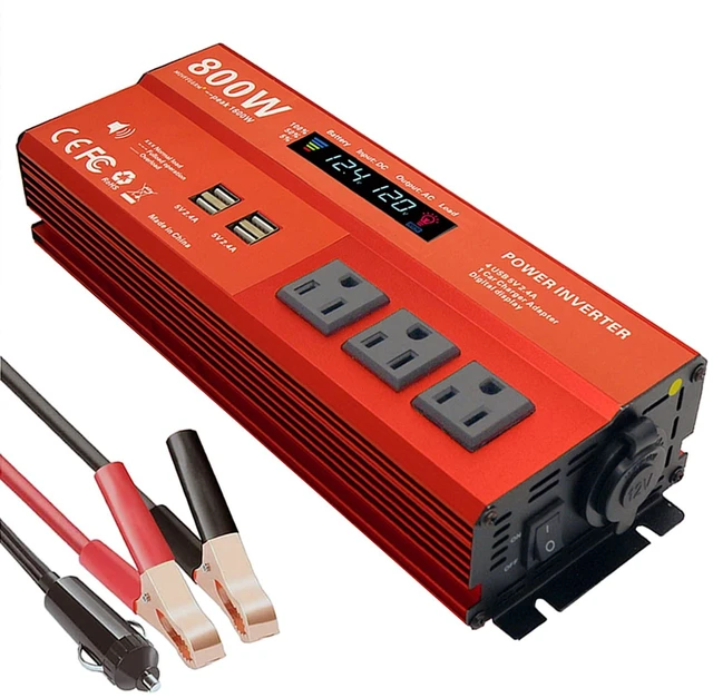 Main image of MOVFFGGRM 800W Peak 1600W Power inverters for Vehicles,Peak 1600 watt, Car 12V DC to 110V AC Converter 4x2.4A USB Ports Car Charger with 1 Cigarette Lighter Ports,LCD Digital Display