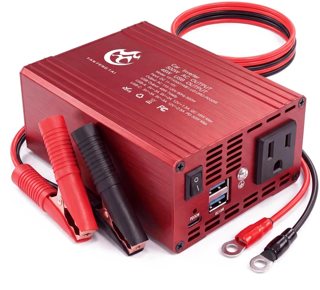 Main image of 500W Power Inverter for Vehicles, 12V to 110V Inverter for Camping & Travel | Compact Car Power Converter, PD 30W USB-C & Dual QC 18W USB-A Ports, for Laptops, Phones, Tablets, Camping & Emergencies
