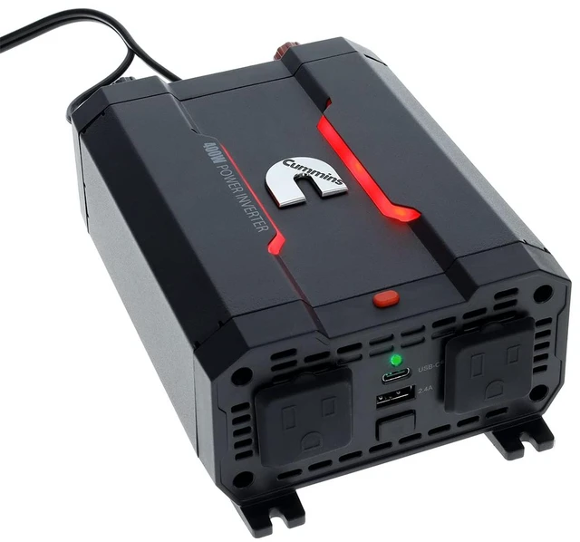 Main image of Cummins CMN400 400 Watt Car Inverter DC 12 Volts to 110 Volts AC Converter (Full Kit Included) 2 AC Ports Plus 2.4A USB & Fast-Charge 3.0A USB-C