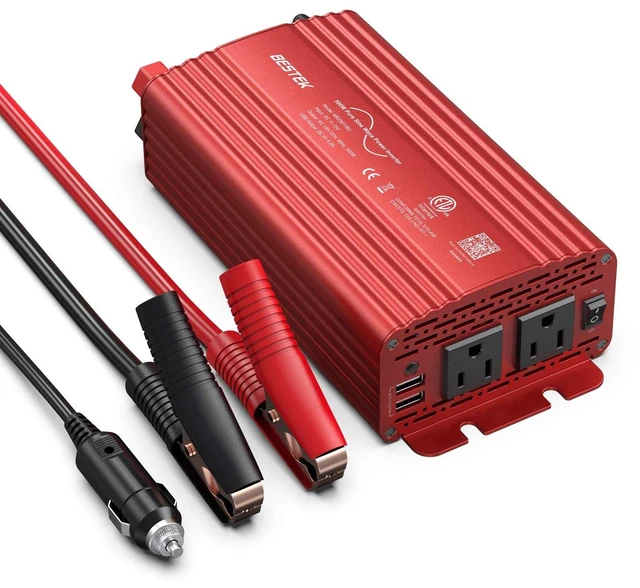 Main image of BESTEK Pure Sine Wave 500W Power Inverter 12V DC to 110V AC Car Adapter | 12V Car Plug Converter with 2 AC Outlets, 4.2A Dual USB Charging Ports, Ideal for Phone/Laptop/Camping/Road Trip, ETL Listed