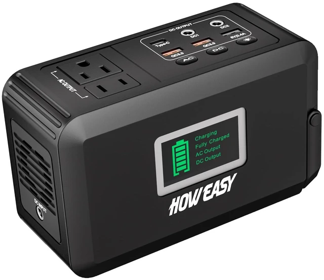 Main image of HOWEASY Portable Power Station 120W, 24000mAh Camping Solar Generator | Portable Power Bank with 2 110V AC Outlet / 2 DC /3 USB QC3.0/LED Flashlight for Home Camping Emergency Backup