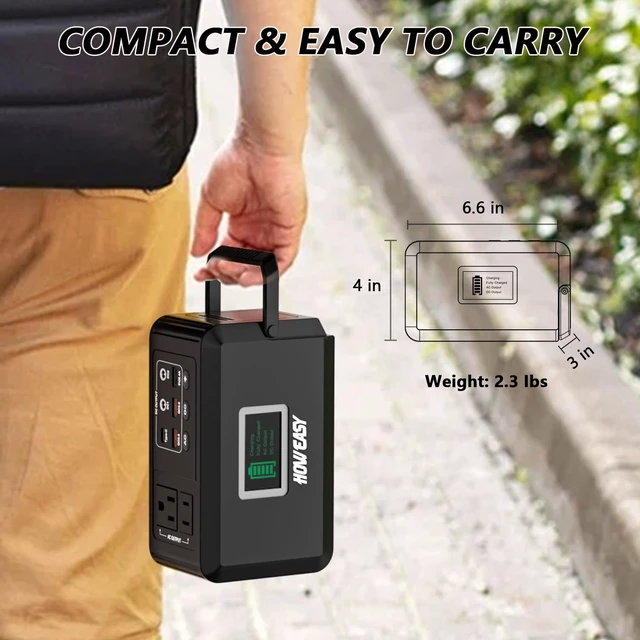 Alt view image 3 of 6 - HOWEASY Portable Power Station 120W, 24000mAh Camping Solar Generator | Portable Power Bank with 2 110V AC Outlet / 2 DC /3 USB QC3.0/LED Flashlight for Home Camping Emergency Backup