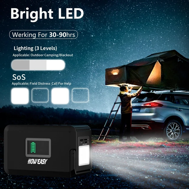 Alt view image 5 of 6 - HOWEASY Portable Power Station 120W, 24000mAh Camping Solar Generator | Portable Power Bank with 2 110V AC Outlet / 2 DC /3 USB QC3.0/LED Flashlight for Home Camping Emergency Backup