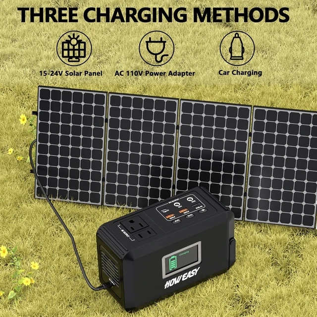 Alt view image 4 of 6 - HOWEASY Portable Power Station 120W, 24000mAh Camping Solar Generator | Portable Power Bank with 2 110V AC Outlet / 2 DC /3 USB QC3.0/LED Flashlight for Home Camping Emergency Backup