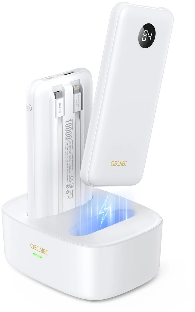Main image of Qecvec 10000mAh Portable Charger 2 Pack, Cell Phone Portable Power Banks, 22.5W Fast Charging Battery Pack, Slim Travel Power Bank for iPhone, Galaxy S24/S23, Android Devices Black