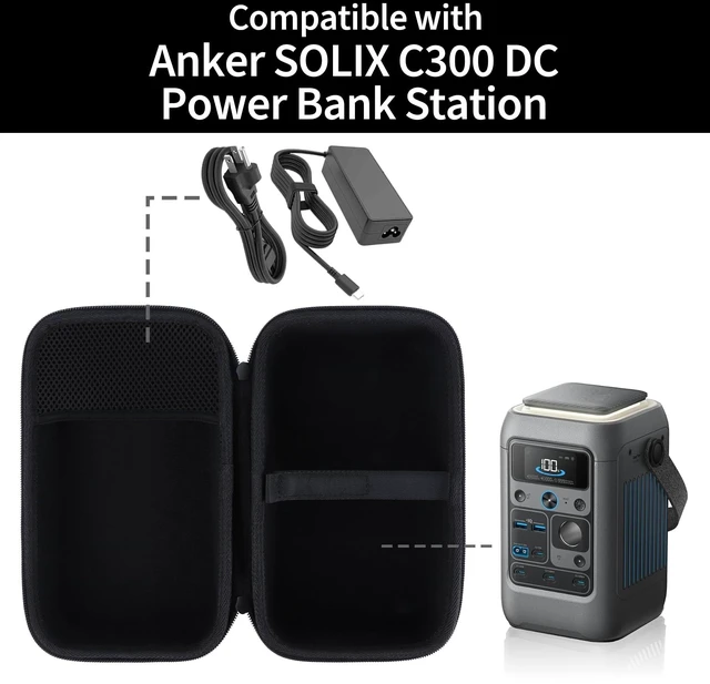 Alt view image 3 of 7 - Peyyargo Case Compatible with Anker SOLIX C300 DC Power Bank Station, Outdoor 288Wh 90,000mAh Portable Power Station, 300W Solar Generator