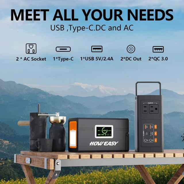 Alt view image 3 of 6 - HOWEASY Portable Power Station 127W,Solar Generator(Solar Panel Optional) | 88.8Wh Power Supply with 110V AC Outlet, 1*Type-C, 2*QC3.0, Solar Powered Generator for Emergency Backup, Camping