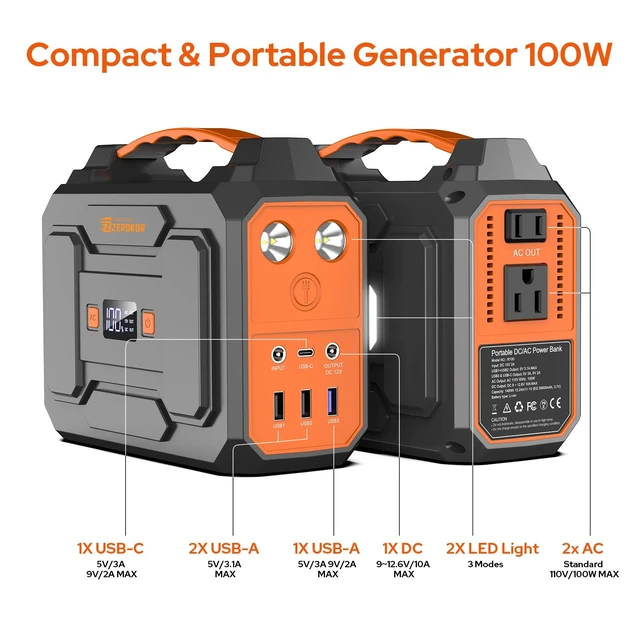 Alt view image 6 of 7 - Portable Power Station 100W Outdoor Power Pack with 110V AC Outlet | Portable Solar Generator 146Wh External Battery,DC USB C QC3.0 for Smart Devices Camping Home RV VanLife(without Solar Panel)