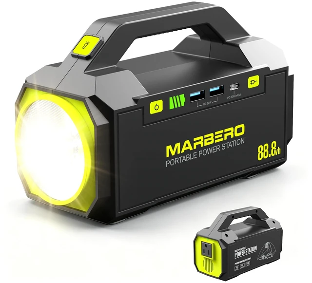 Main image of MARBERO Portable Power Station with AC Outlet 100W Solar Generator 88.8Wh | Solar Power Bank with AC Outlet 150W Surge Outdoor Battery Pack with Flashlight for Camping Home Backup Emergency Hunting