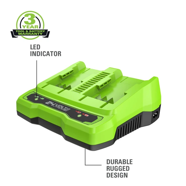 Alt view image 2 of 7 - Greenworks 24V 4.0Ah USB Battery (2-Pack) Starter Kit + Dual Port Rapid Charger (Genuine Greenworks Parts)