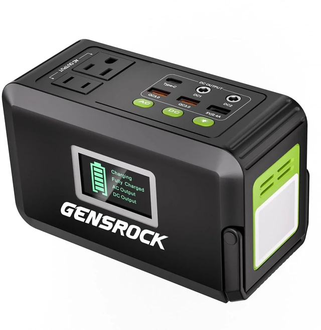 Main image of GENSROCK Portable Power Station 120W, Power Bank with AC Outlet 24000mAh | 8 Output Ports | 2 110V AC Outlets | Lithium-Ion Portable Power Bank | LED Light | For Home, Camping, Travel, and Emergencies