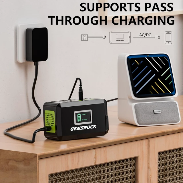 Alt view image 4 of 7 - GENSROCK Portable Power Station 120W, Power Bank with AC Outlet 24000mAh | 8 Output Ports | 2 110V AC Outlets | Lithium-Ion Portable Power Bank | LED Light | For Home, Camping, Travel, and Emergencies