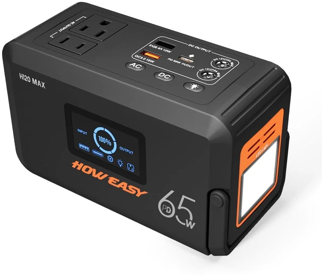 Main image of HOWERASY Portable Power Station 98Wh, 135W(270W Peak) Solar Generator | 65W USB-C Fast Charging with AC Outlet Solar Power Bank, 7 Outlet , Power Bank with LED, Phone, Laptop for Home/Camping