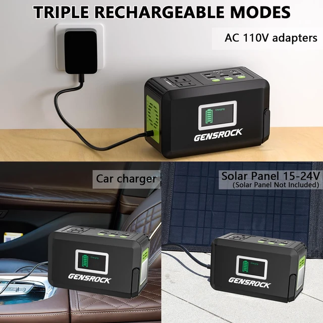 Alt view image 6 of 7 - GENSROCK Portable Power Station 120W, Power Bank with AC Outlet 24000mAh | 8 Output Ports | 2 110V AC Outlets | Lithium-Ion Portable Power Bank | LED Light | For Home, Camping, Travel, and Emergencies