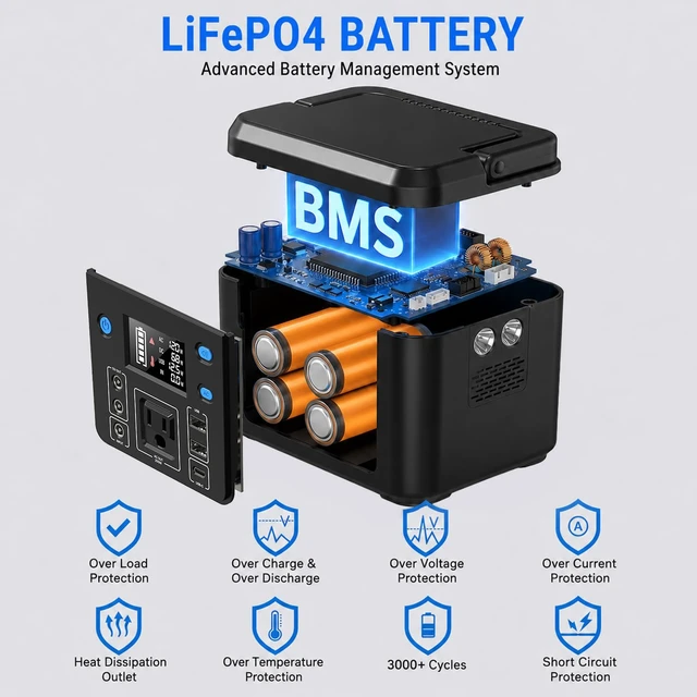 Alt view image 4 of 7 - 200W Portable Power Station, 192Wh LiFePO4 Solar Generator for Camping | Powkey Battery Powered Power Bank with 120V AC Outlet, Emergency Backup Battery for CPAP & Outdoor (Excludes Solar Panel)