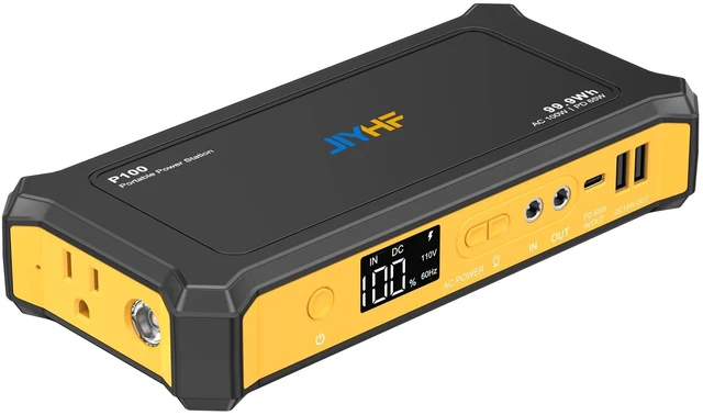 Main image of JIYHF Portable Power Bank with AC Outlet, 99.9Wh Portable Laptop Charger | 65W USB-C PD, 100W AC Outlet, 12V DC & QC3.0 USB-A, Airline Carry-On, for Camping Travel Emergency & home backup