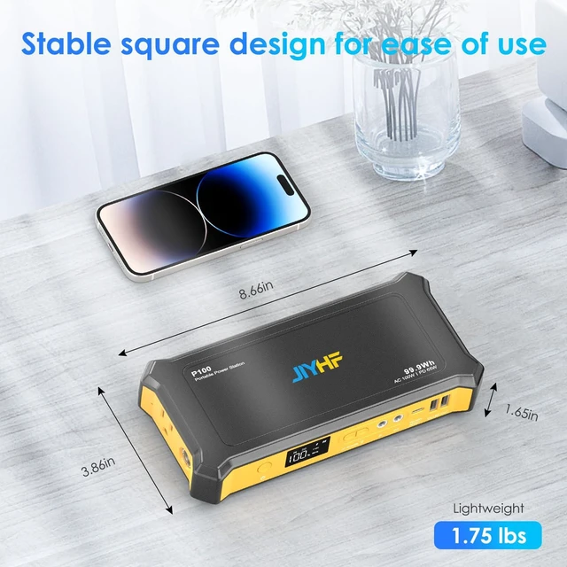 Alt view image 2 of 6 - JIYHF Portable Power Bank with AC Outlet, 99.9Wh Portable Laptop Charger | 65W USB-C PD, 100W AC Outlet, 12V DC & QC3.0 USB-A, Airline Carry-On, for Camping Travel Emergency & home backup