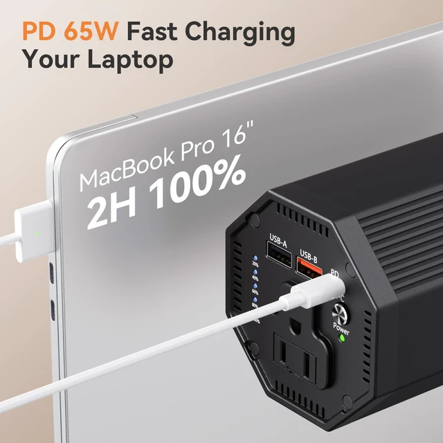 Alt view image 4 of 7 - Portable Power Bank With AC Outlet, 27000mAh, 100W Portable Power Station | 65W USB-C Fast Charging, Backup Battery For Laptop, Phone, Camera And Emergency Use