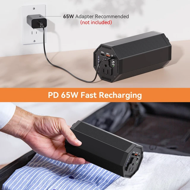 Alt view image 5 of 7 - Portable Power Bank With AC Outlet, 27000mAh, 100W Portable Power Station | 65W USB-C Fast Charging, Backup Battery For Laptop, Phone, Camera And Emergency Use
