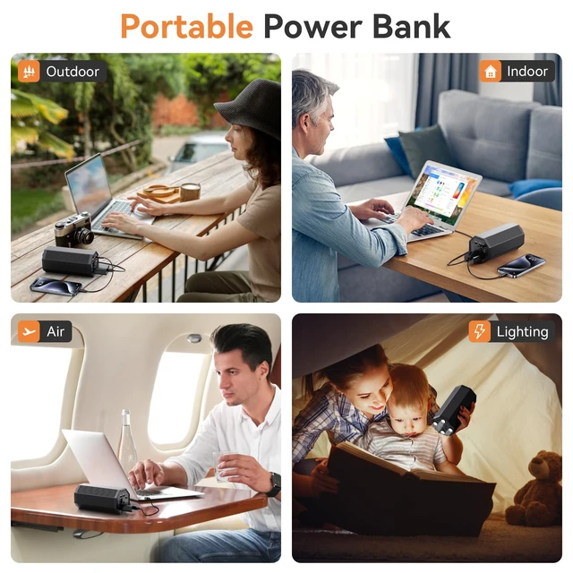 Alt view image 7 of 7 - Portable Power Bank With AC Outlet, 27000mAh, 100W Portable Power Station | 65W USB-C Fast Charging, Backup Battery For Laptop, Phone, Camera And Emergency Use
