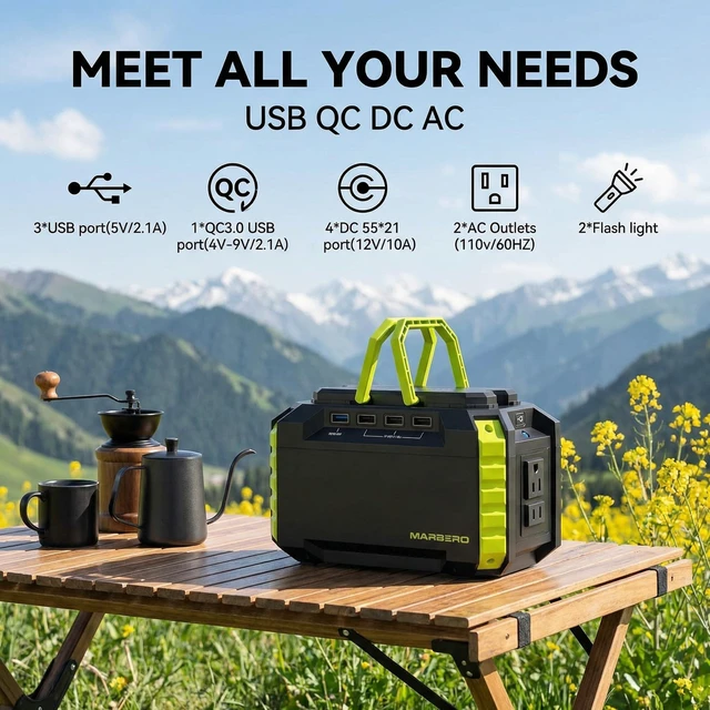 Alt view image 3 of 7 - MARBERO Portable Power Station 150Wh Camping Solar Generator Laptop Charger Power Bank with AC Outlet 110V 150W Peak with 4*USB, 4*DC Ports, LED Flashlights for CPAP Home Camping Hurricane Emergency