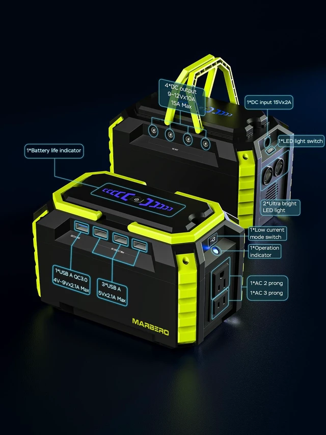 Alt view image 7 of 7 - MARBERO Portable Power Station 150Wh Camping Solar Generator Laptop Charger Power Bank with AC Outlet 110V 150W Peak with 4*USB, 4*DC Ports, LED Flashlights for CPAP Home Camping Hurricane Emergency