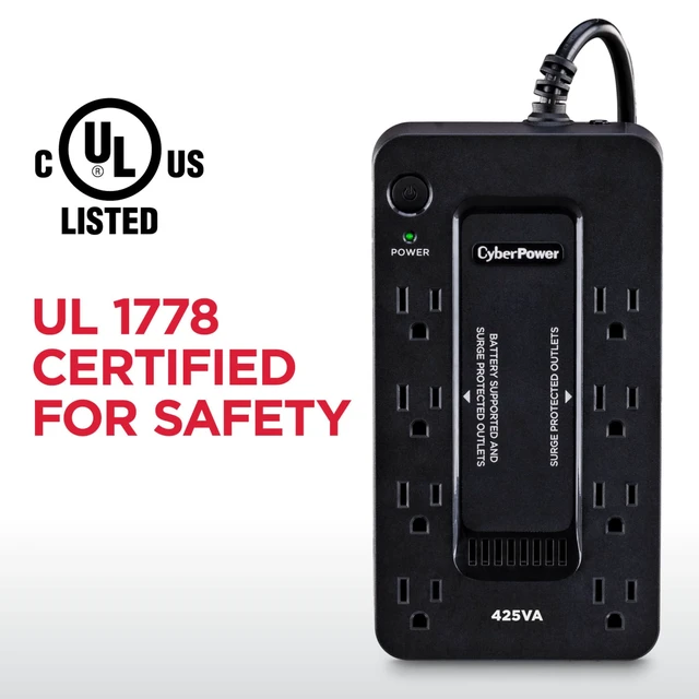 Alt view image 5 of 7 - CyberPower ST425 Standby UPS Battery Backup and Surge Protector | 425VA/260W, 8 Outlets, Compact, UL Certified