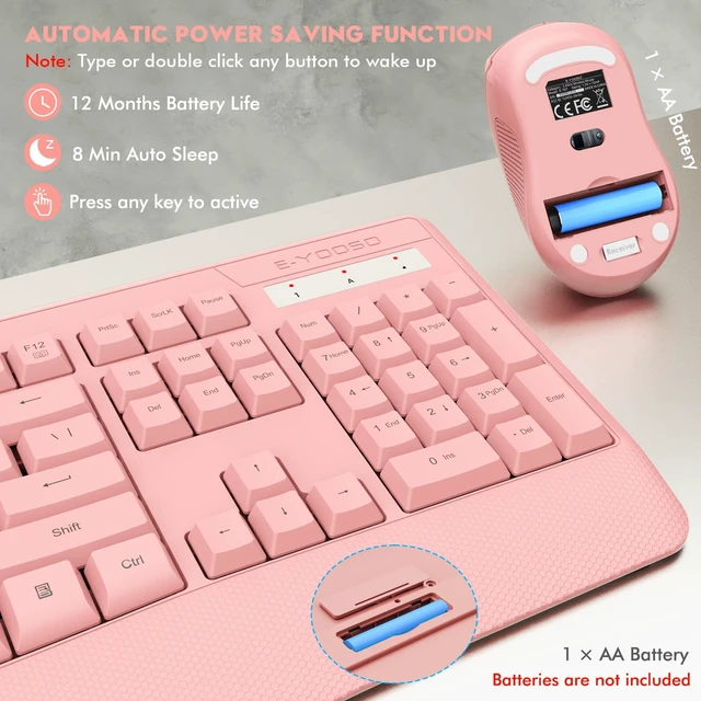 Alt view image 3 of 7 - Wireless Keyboard and Mouse Combo, Full Size Ergonomic with Wrist Rest | 2.4GHz USB Receiver, 3 DPI Adjustable 6-Button Cordless Mouse for Computer, Laptop, PC, Windows