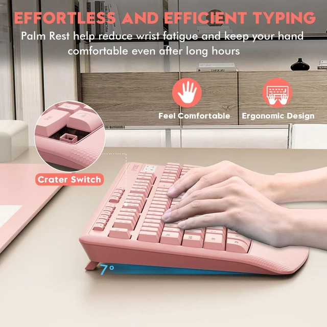 Alt view image 4 of 7 - Wireless Keyboard and Mouse Combo, Full Size Ergonomic with Wrist Rest | 2.4GHz USB Receiver, 3 DPI Adjustable 6-Button Cordless Mouse for Computer, Laptop, PC, Windows