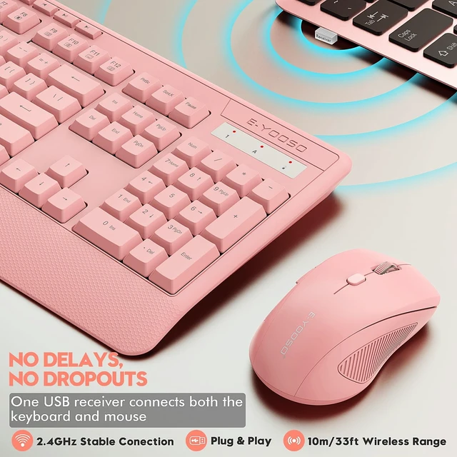Alt view image 5 of 7 - Wireless Keyboard and Mouse Combo, Full Size Ergonomic with Wrist Rest | 2.4GHz USB Receiver, 3 DPI Adjustable 6-Button Cordless Mouse for Computer, Laptop, PC, Windows