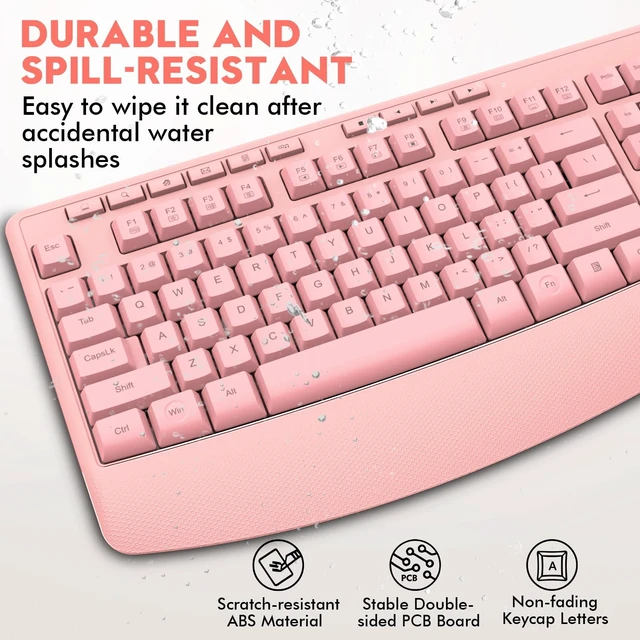 Alt view image 7 of 7 - Wireless Keyboard and Mouse Combo, Full Size Ergonomic with Wrist Rest | 2.4GHz USB Receiver, 3 DPI Adjustable 6-Button Cordless Mouse for Computer, Laptop, PC, Windows