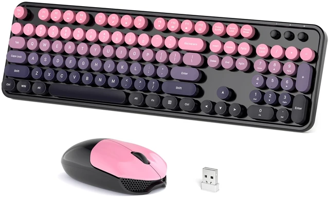 Main image of Dilter Wireless Keyboard and Mouse Combo, Retro Typewriter Keyboard with Round Keycaps, Full-Size Ergonomic, Ideal for Windows PC, Home, Office, College