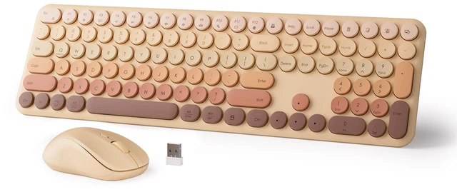 Main image of Wireless Keyboard and Mouse Combo, 110-Key Full Size (Gradient Khaki) | Cloud-W Silent Keyboard with Round Keycaps, 2.4GHz USB Plug-and-Play Wireless, Compatible with PC, Laptop, Mac