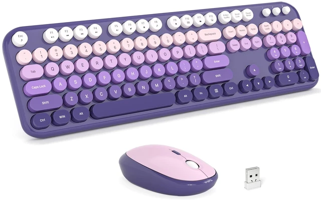 Main image of MOFII Wireless Keyboard and Mouse Combo - Purple-Gradient Full-Sized Plug and Play Colorful Computer Keyboards - 104 Keys Round Keycap USB 2.4G Cute Keyboard for Windows/Laptop/Mac/Desktop/PC