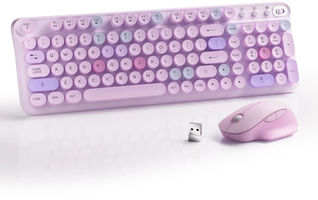 Main image of MPTOG Wireless Keyboard and Mouse Combo (Purple Colorful) | Full-Size 2.4G Set with Number Pad, Long Battery Life, Plug Play for Office and Student Use