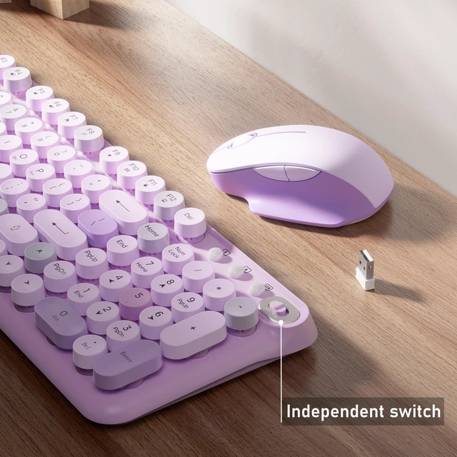 Alt view image 5 of 6 - MPTOG Wireless Keyboard and Mouse Combo (Purple Colorful) | Full-Size 2.4G Set with Number Pad, Long Battery Life, Plug Play for Office and Student Use