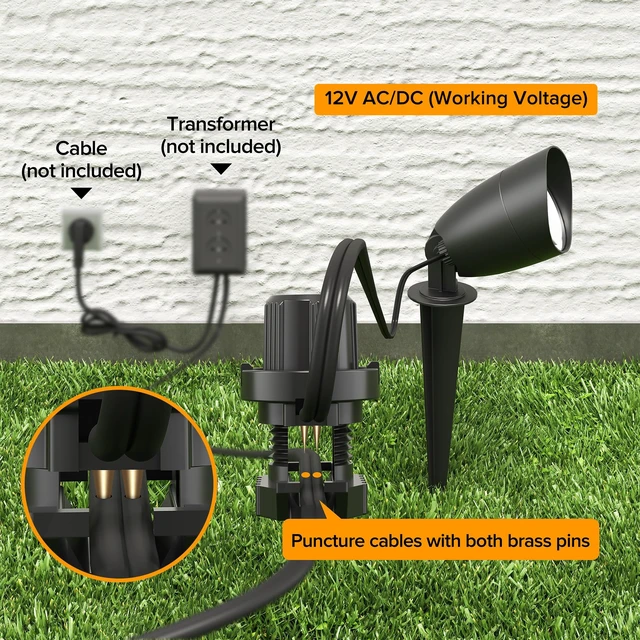 Alt view image 2 of 7 - LUTEC 12V Low Voltage Landscape Lighting, Die-cast Aluminum Spot Lights with Connectors, IP65 Waterproof Outdoor Landscape Spotlights, 5W 550LM Warm White 3000K for Tree Garden Yard Pathway, 8 Pack