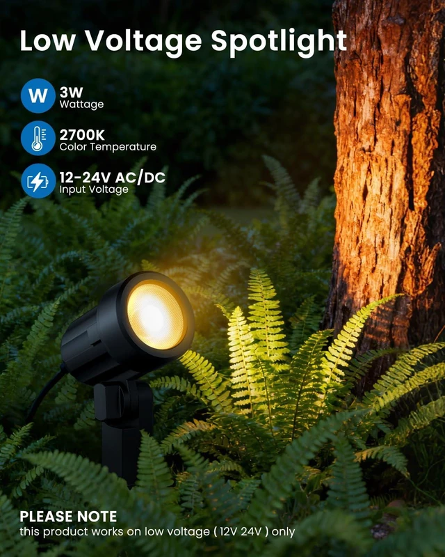 Alt view image 3 of 7 - ZZXX All-in-One Low Voltage Landscape Lighting Kit Dusk to Dawn, 12-Pack | LED Landscape Lights with Transformer 100FT Wire and Connectors, 2700K Waterproof Garden Spot Lights for Yard House Tree