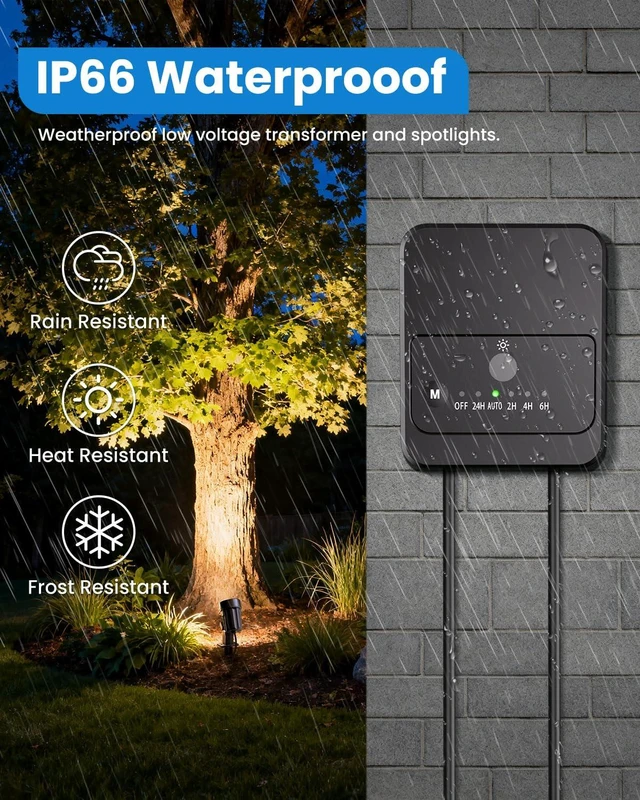 Alt view image 7 of 7 - ZZXX All-in-One Low Voltage Landscape Lighting Kit Dusk to Dawn, 12-Pack | LED Landscape Lights with Transformer 100FT Wire and Connectors, 2700K Waterproof Garden Spot Lights for Yard House Tree