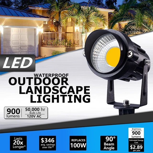 Alt view image 2 of 7 - SUNVIE LED Outdoor Spotlight 12W Landscape Lighting 120V AC Waterproof Landscape Lights Spot Lights for Yard with Spiked Stake Warm White Flag Light Garden Decorative Lamp with US 3-Plug in (6 Pack)