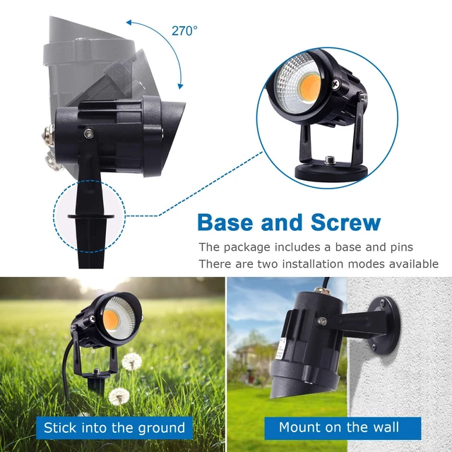 Alt view image 5 of 7 - SUNVIE LED Outdoor Spotlight 12W Landscape Lighting 120V AC Waterproof Landscape Lights Spot Lights for Yard with Spiked Stake Warm White Flag Light Garden Decorative Lamp with US 3-Plug in (6 Pack)