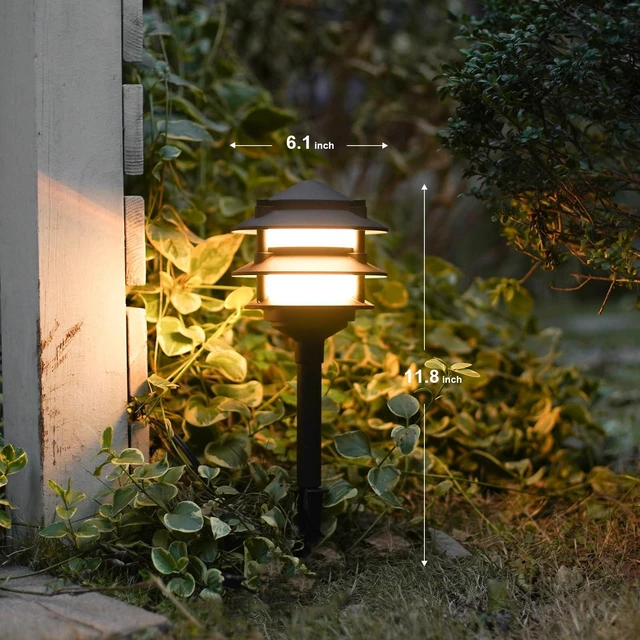 Alt view image 6 of 7 - GOODSMANN Landscape Lighting 4PK Pathway Lights Low Voltage 2.2 Watt LED 12V AC Landscape Lights 30 Lumen Warm White with Cable Connectors Metal Stakes 9122-21102-04A