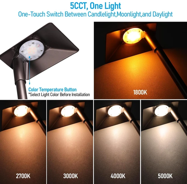Alt view image 4 of 7 - LEONLITE 6-Pack 5CCT Anti-Glare Low Voltage Pathway Lights, 12-24V AC/DC | 5W LED Landscape Path Lights, Die-Casted Aluminum, IP65 Waterproof for Yard Walkway, 1800K/2700K/3000K/4000K/5000K, ETL